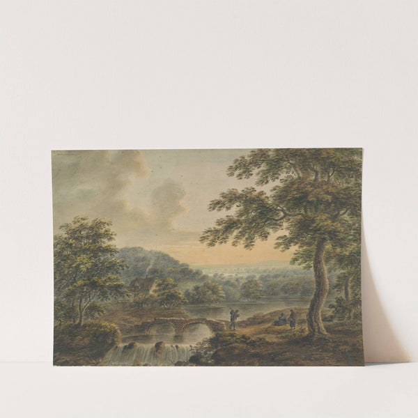 Landscape with bridge and waterfall by Thomas Walmsley