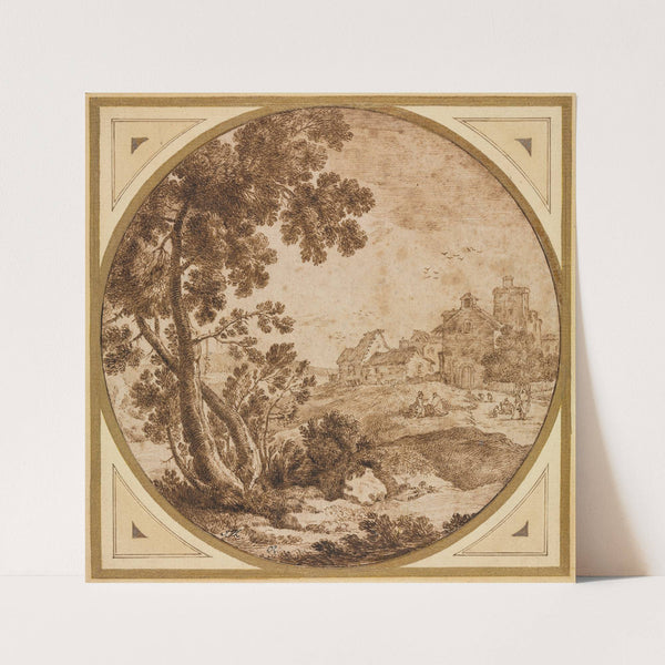 Landscape with Buildings and Figures (1600s) by Onorio Marinari