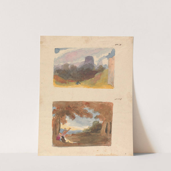 Landscape with Castle - Modern Manner (no. 13); Landscape with Figures in Foreground by Thomas Sully