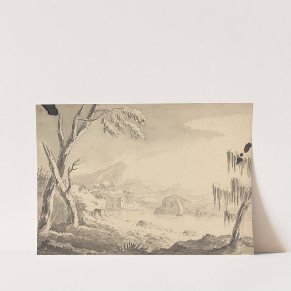 Landscape with Castle on Riverbank by William Gilpin