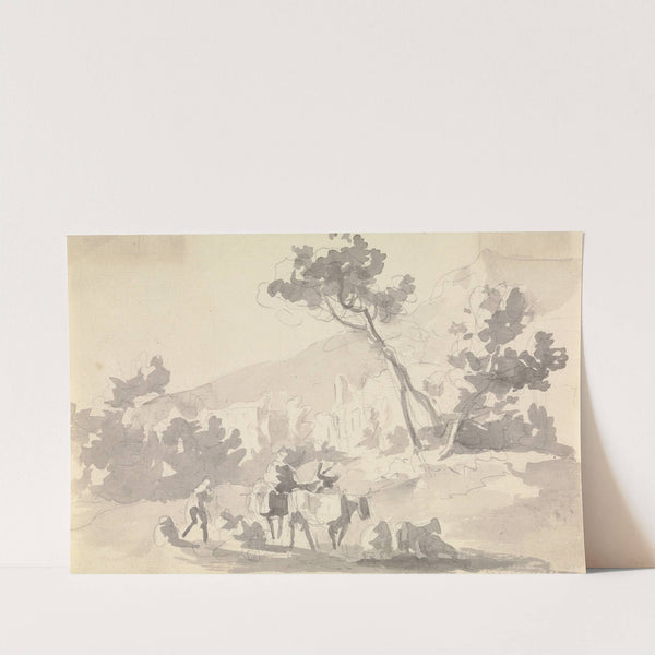 Landscape with Cattle and Figures in Foreground by Sawrey Gilpin