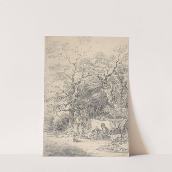 Landscape with cattle and figures; sketch for the Rustic Courtship by Gainsborough Dupont