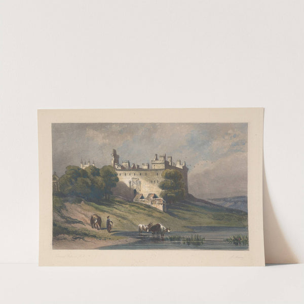 Landscape with cattle near castle (David Roberts) (1850) by Louis Marvy