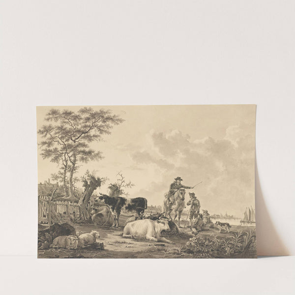 Landscape with Cattle, Sheep, and Herders by Jacob van Strij