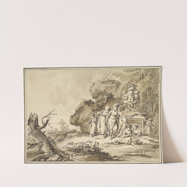 Landscape with Children in Oriental Costume by Tiberius Dominikus Wocher