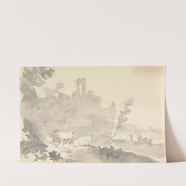 Landscape with Cows in Foreground by Sawrey Gilpin