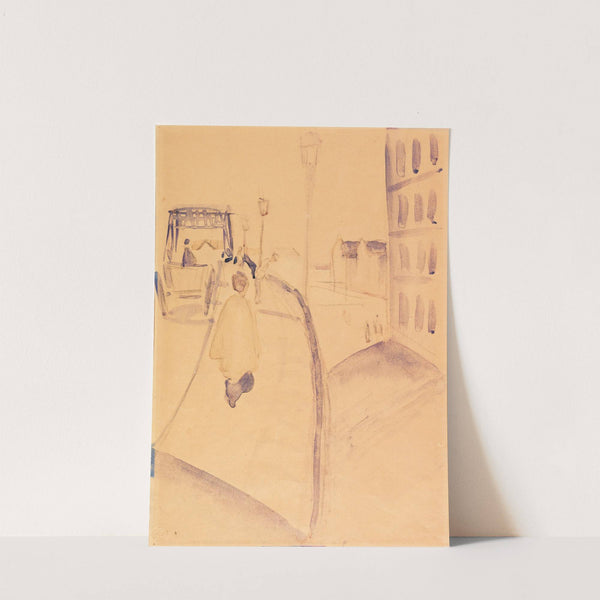 Landscape with Cows, Sailboat, and Figures by August Macke