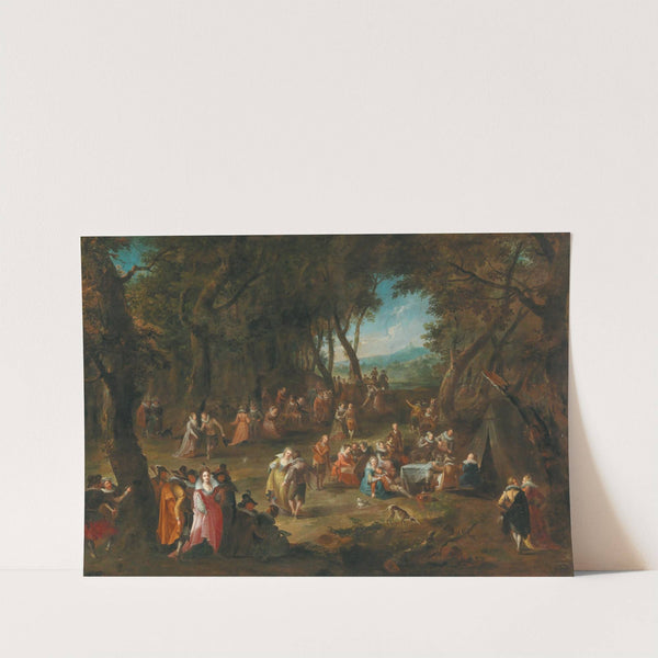 Landscape with elegant figures by German School