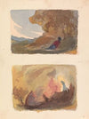 Landscape with Figure Reclining Against Hill – Titian and Venetian School (no. 7); Landscape – Variety of Watercolor Washes