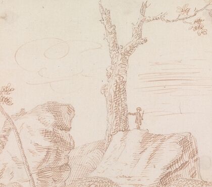 Landscape with Figure, Standing on Large Rock