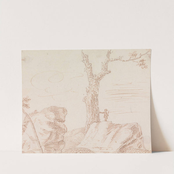 Landscape with Figure, Standing on Large Rock by Henry Swinburne