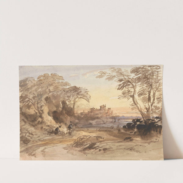 Landscape with Figures and Distant Castle by John Varley