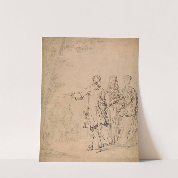 Landscape with figures walking by Marcellus Laroon the Younger