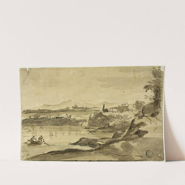 Landscape with Fisherman in Lake by Adam Pynacker