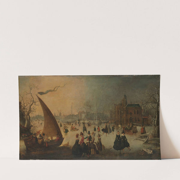 Landscape with frozen Canal, Skaters and an Ice-Boat (1611) by Adam van Breen