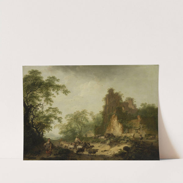 Landscape with Herd of Sheep in Front of a Peasant Hut in a Ruins by Hendrik Meyer