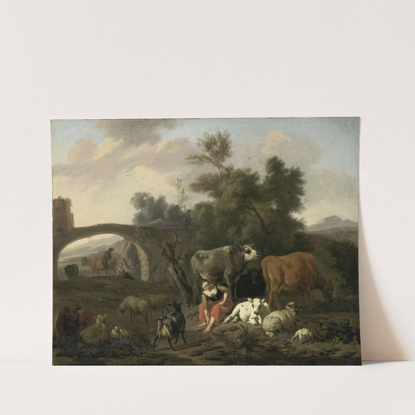 Landscape with Herdsmen and Cattle by Dirck van Bergen