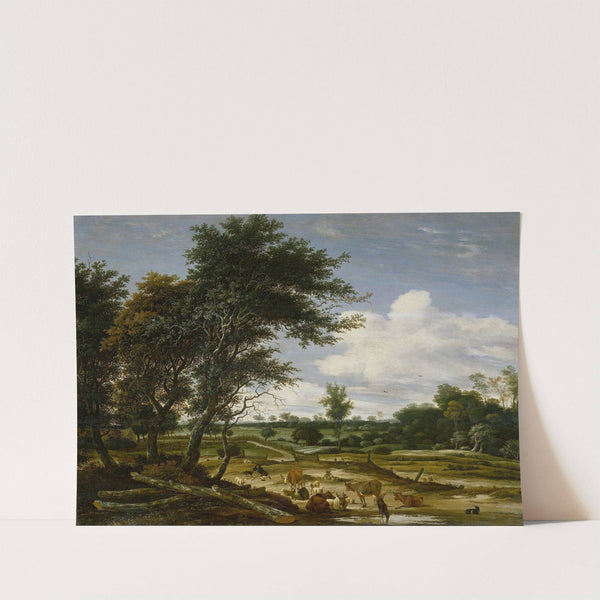 Landscape with herdsmen and cattle by Jacob Salomonsz. van Ruysdael