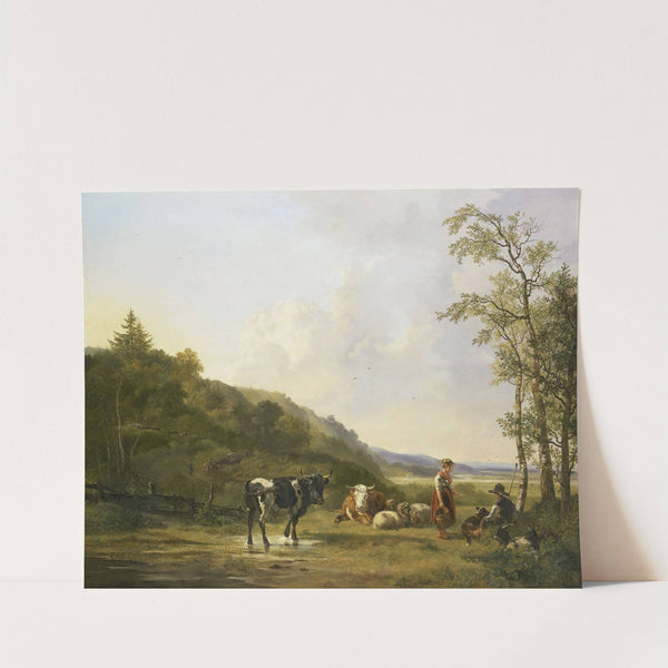 Landscape with Herdsmen and Cattle by Pieter Gerardus van Os