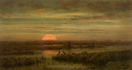 Landscape with Herons at Sunset