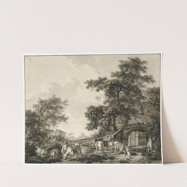 Landscape with horses by Barend Hendrik Thier