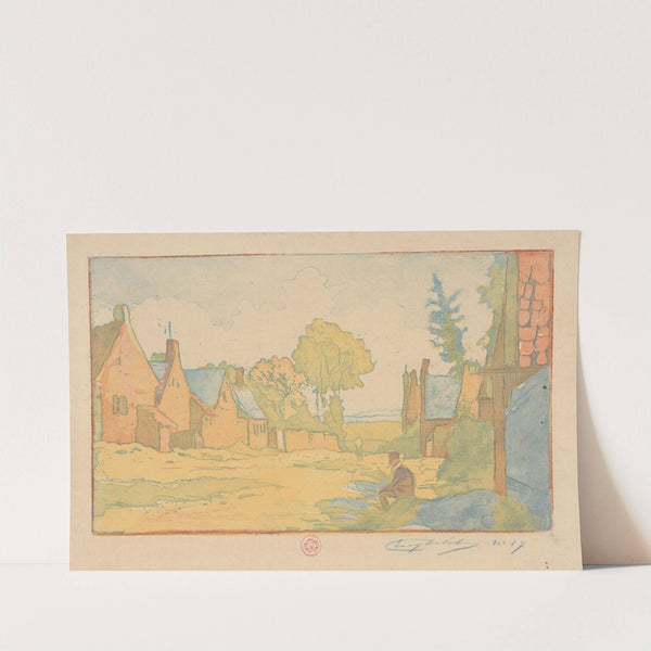 Landscape with houses by Eugène Delâtre