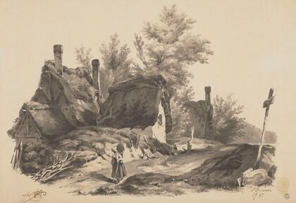 Landscape with Huts and a Wayside Cross (1847)