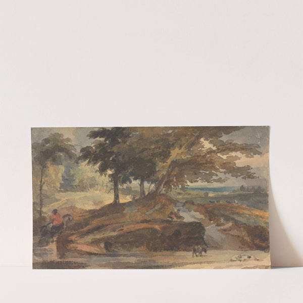 Landscape with Knoll with Trees, Figure on Horseback by Thomas Sully