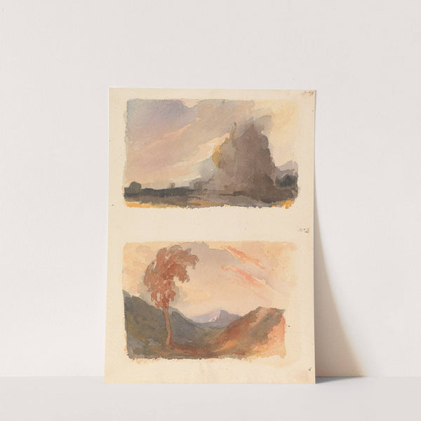 Landscape with Large Cliff in Foreground - Cuyp's Principle (no. 3); Landscape with Tree in Foreground, Mountains in Distance - Both's Principle by Thomas Sully