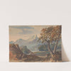 Landscape with Mountains, Lake Castle, Seated Figure in Foreground by Thomas Sully