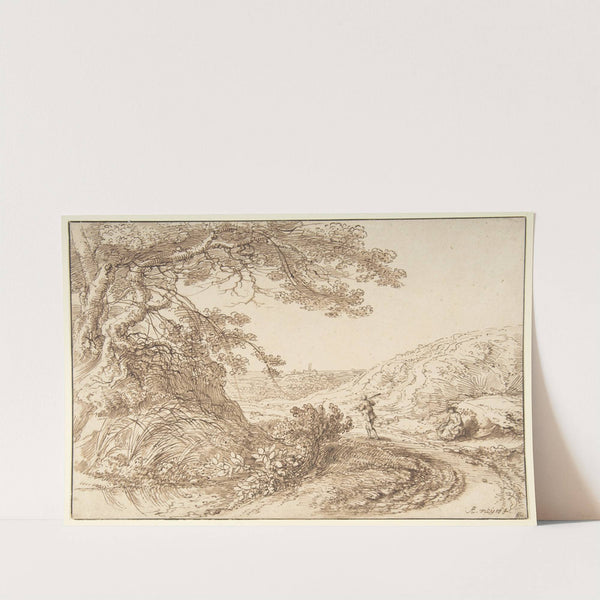 Landscape with old trees and figures by Gillis Neyts