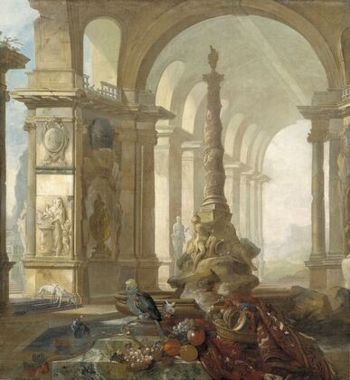 Landscape with palace interior