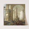 Landscape with palace interior by Johan Pasch the elder