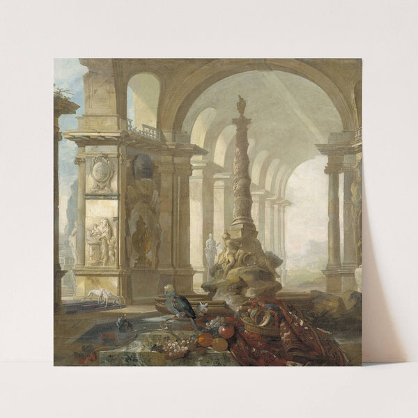 Landscape with palace interior by Johan Pasch the elder