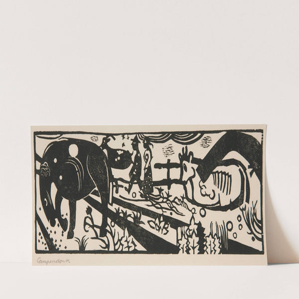 Landscape with Peasants and Animals (1918) by Heinrich Campendonk