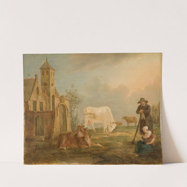 Landscape with Peasants and Cows (1777) by Petrus Johannes van Regemorter