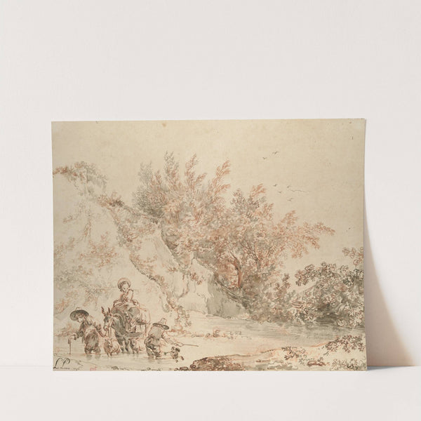 Landscape with Peasants Fording a Stream by Jean-Baptiste Le Prince