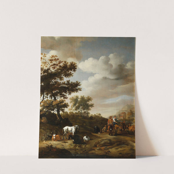 Landscape with people and cattle (17th century) by Abraham Jansz. Begeyn