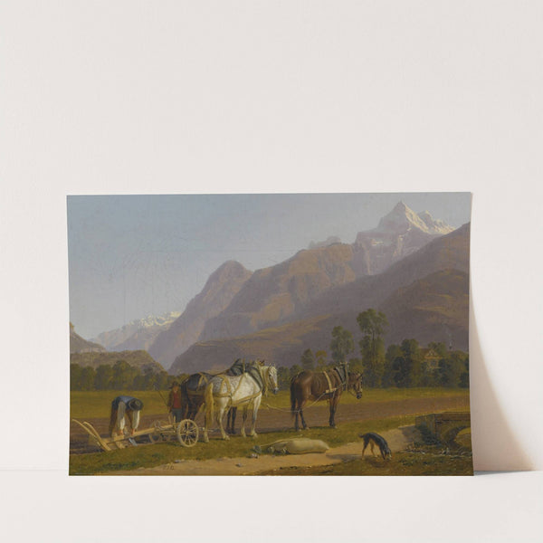 Landscape With Ploughmen And Horses In The Canton Of Valais by Johann Jakob Biedermann