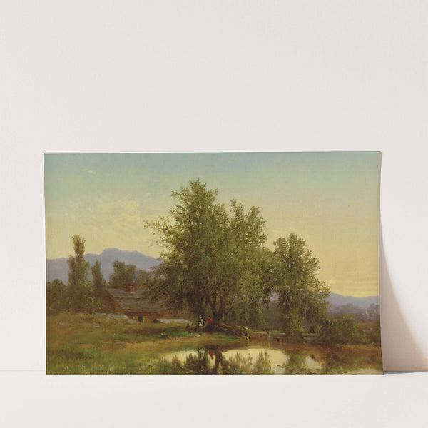 Landscape with Pond, Barn and Figures by Albert Fitch Bellows