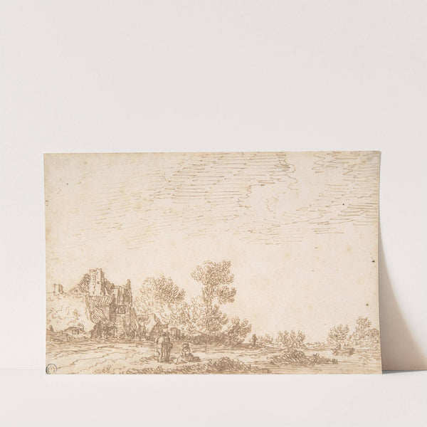 Landscape with River and Three Figures by Jan van Goyen