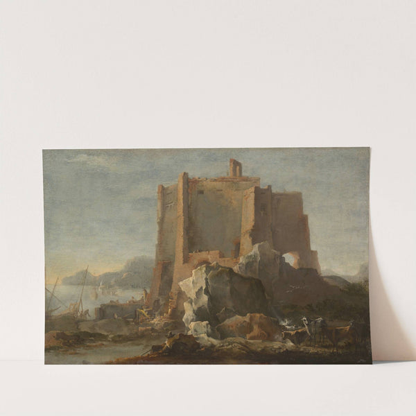 Landscape with Rock and Fortress by Domenico Gargiulo