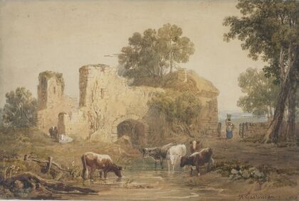 Landscape with ruined building