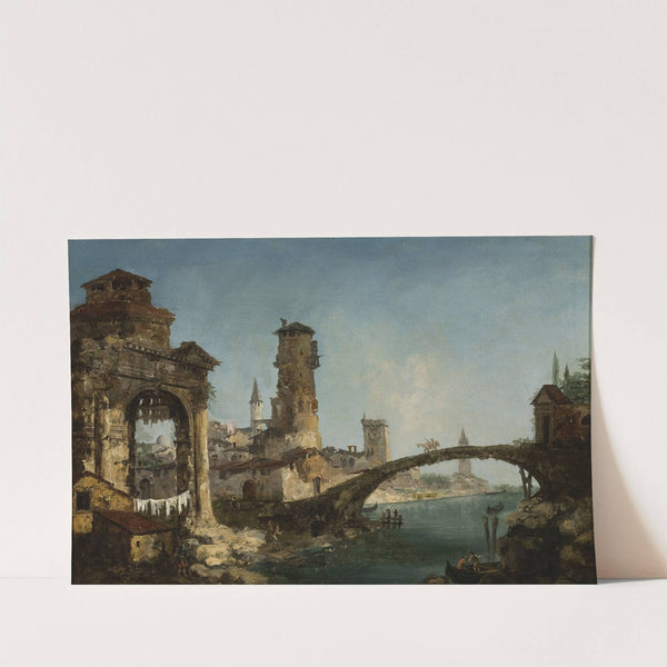 Landscape with ruins and a bridge by Michele Marieschi