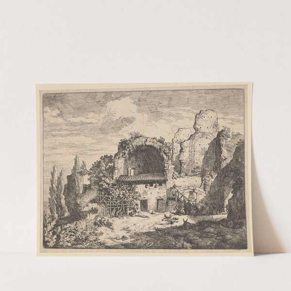 Landscape with ruins and farm buildings by Christian Wilhelm Ernst Dietrich