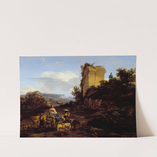 Landscape with Ruins and Travelers by Nicolaes Pietersz. Berchem