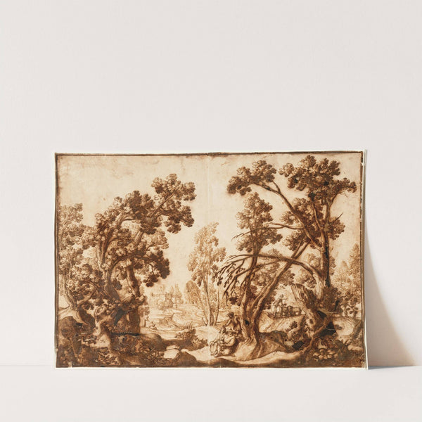 Landscape with Seated Figures in Foreground by Remigio Cantagallina