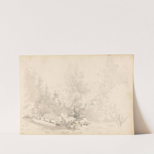 Landscape with Seated Male Figure by Hans Gude