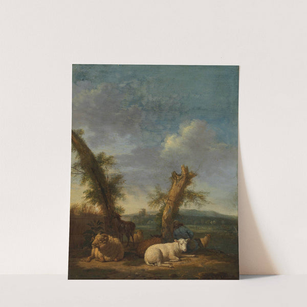 Landscape with Sheep and a Sleeping Shepherd (1657) by Adriaen van de Velde