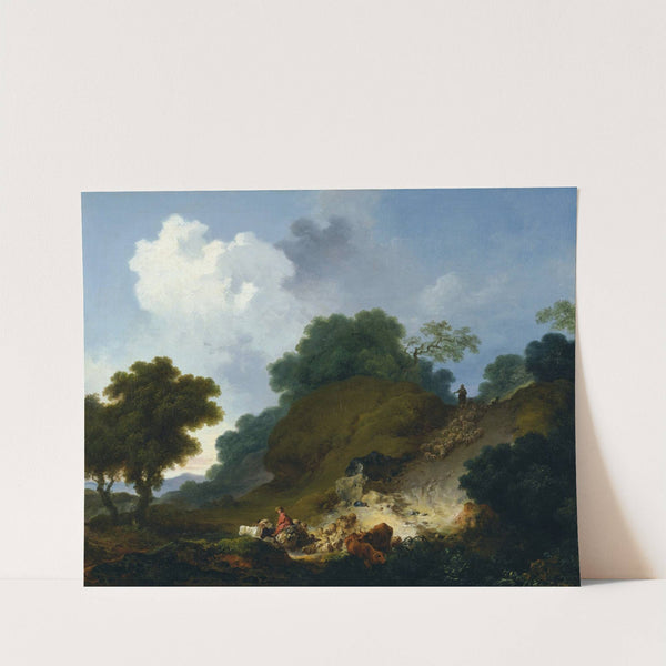 Landscape with Shepherds and Flock of Sheep by Jean-Honoré Fragonard